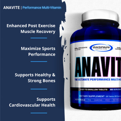 Gaspari Nutrition Anavite - Sports Multi-Vitamin with Amino Acids, Beta-Alanine and L-Carnitine, Enhanced Performance and Recovery, 180 Tablets