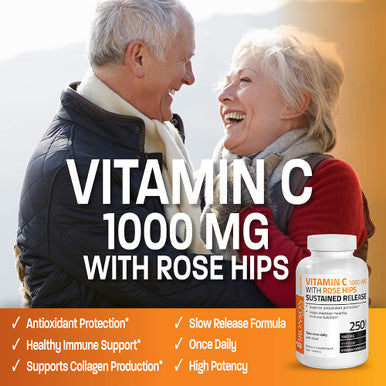 Bronson Vitamin C 1000 Mg With Rose Hips Sustained Release, 250 Tablets