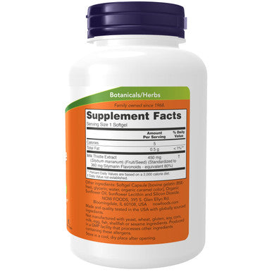 NOW Supplements, Silymarin Milk Thistle Extract, Extra Strength 450 mg, 120 Softgels