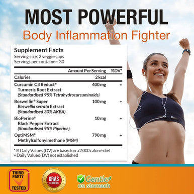 LABO Nutrition FlexC MAX EX with Turmeric Curcumin C3 Reduct 95 Tetrahydrocurcuminoids Bioperine Boswellia Extract OptiMSM Effective AntiInflammatory Antioxidation Joint Body Pain Relief