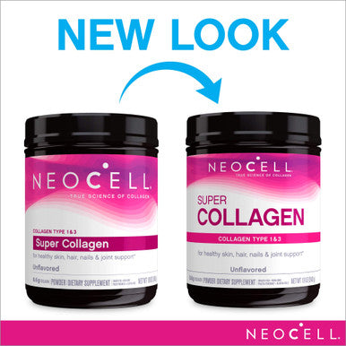NeoCell Super Collagen Powder, 19oz, Non-GMO, Grass Fed, Paleo Friendly, Gluten , Collagen Peptides Types 1 & 3 for Hair, Skin, Nails and Joints (Packaging May Vary), 82 Servings