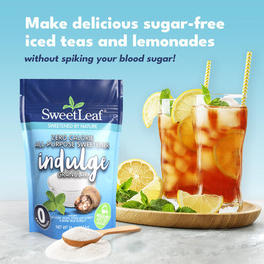 Sweetleaf Indulge Granular Sugar Replacement - All-Purpose Allulose and Monk Fruit Sweetener Blend with Inulin and Stevia Zero-Calorie Sugar Substitute Sugar- Baking Supplies 16 Oz