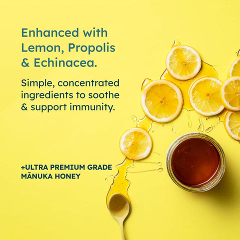 Manuka Honey Lozenges, Lemon Lozenges for Sore Throat Relief, 15 Honey Cough Drops (2.1 oz) ÃƒÂ¢Ã¢â€šÂ¬Ã¢â‚¬Å“ Dry Mouth Lozenges infused with Propolis & Echinacea, made with Raw Honey for Immune Support