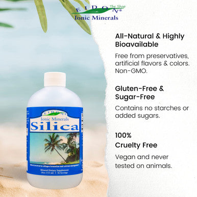 Eidon Liquid Silica Mineral Concentrate - Silica Supplement for Hair, Skin, and Nails, Supplement Drops to Support Collagen Production & Hair Loss for Women & Men, Helps Manage Calcium - 18 oz