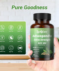 Luckycare Ashwagandha Capsules 600mg Extra Strength Root Extract with Black Pepper Vegan Non GMO Supplement Made in USA 120 Capsules