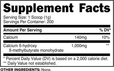 Primaforce HMB Supplement Powder (200g) (Unflavored) - Pure Calcium Beta-Hydroxy Beta-Methylbutrate