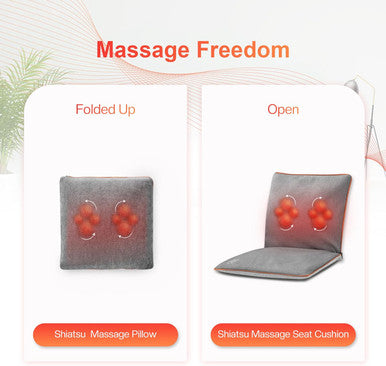 Comfier Rechargeable Back Massage Pad For Back Deep Tissue, Foldable Back Massage Chair Pad With Adjustable Intensity Shiatsu Back Massager With Heat, Gifts For Mom Dad Women Men
