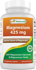 Best Naturals Magnesium 425 mg 180 Veggie Capsules - High Absorption Magnesium Glycinate & Magnesium Oxide Chelated Non-GMO Gluten Muscle Relax (180 Count (Pack of 1))