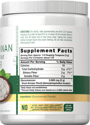 Carlyle Glucomannan Powder 12 Oz | Konjac Powder Supplement | Vegan & Vegetarian | Non-Gmo, Gluten Free