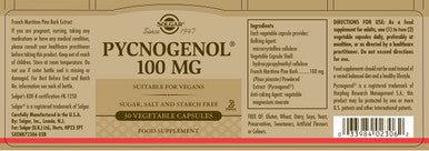 Solgar Pycnogenol 100 Mg 30 Vegetable Capsules - Antioxidant Protection - Healthy Leg & Vein Support - Non-Gmo Vegan Gluten Free Dairy Free Kosher - 30 Servings