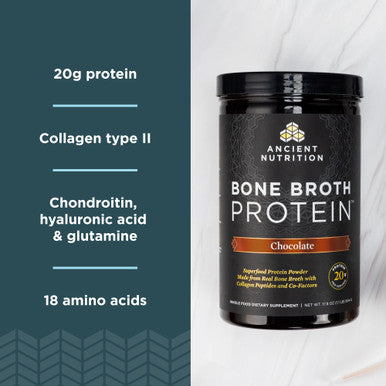 Ancient Nutrition Bone Broth Protein Powder, Chocolate Flavor,