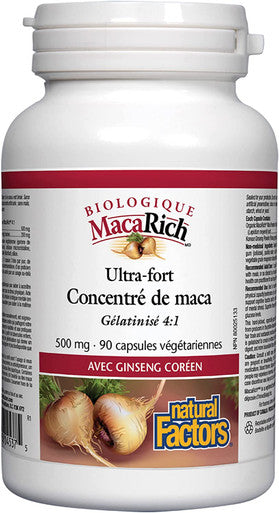 MacaRich by Natural Factors Super Strength Power Maca Superfruit Antioxidant Supplement with Ginseng 90 capsules 90 servings