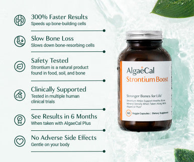 AlgaeCal - Strontium Boost Natural Calcium Supplement for Bone Density Increase Strontium Citrate 680 mg Easy to Swallow for Bone Health & Bone Strength Gluten-Free - 60 Veggie Caps- Made in USA