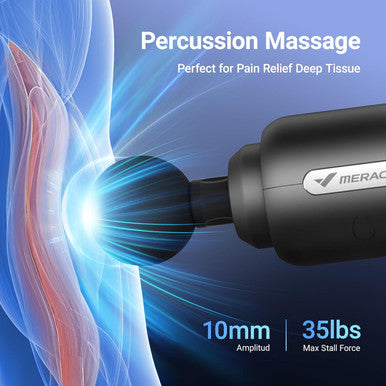 Merach Massage Gun With 10Mm Amplitude, Percussion Massage Tools With 6 Massage Heads, Portable Hand Held Muscle Massagers For Pain Relief Deep Tissue, Cool Gifts For Mens And Women (Black)