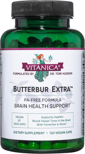 Vitanica Butterbur Extra Brain Chemistry and Vessel Support Vegan 120 Capsules