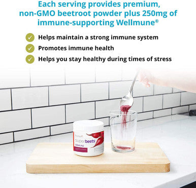 humanN SuperBeets Immune with Grape Seed Extract Strengthen Your Natural defenses and Maintain a Strong Immune System Wellmune Beta Glucans Vitamin C Cranberry Cherry Flavor 5.5Ounce