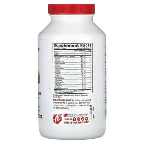 Metabolic Nutrition Amino 4500 Tablets Maximum Potency Hydrolyzed Amino Acid Complex 4500Mg (180)