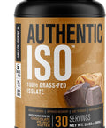 Authentic ISO Grass Fed Whey Protein Isolate Powder Low Carb NonGMO Muscle Building Protein w/No Fillers Mixes Perfectly for Post Workout Recovery Chocolate Peanut Butter 2LB 30sv
