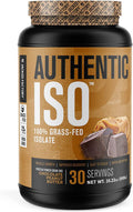 Authentic ISO Grass Fed Whey Protein Isolate Powder Low Carb NonGMO Muscle Building Protein w/No Fillers Mixes Perfectly for Post Workout Recovery Chocolate Peanut Butter 2LB 30sv