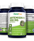 Artemisinin 100 mg 180 Veggie Capsules with 5 mg BioPerine for Enhanced Absorption, Sweet Wormwood Extract, Vegan and Non-GMO - 6 Month Supply