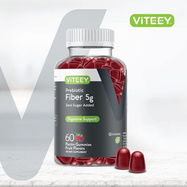 Prebiotic Fiber Gummies For Adults, 5G - Zero Sugar Added - Fiber Supplement Gummies For Digestive Health Regularity & Natural Weight Support - Vegan, Gelatin - Chewable Fruit Flavored Gummy
