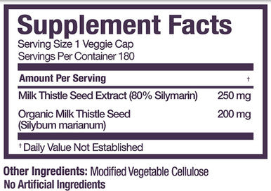 Organic Milk Thistle Capsules, 180 Caps, Pure Milk Thistle Powder Plus 80% Silymarin Extract Standardized Complex, 450 Mg, Natural Liver Health Supplement, Immune Boost, Detox And Cleanse
