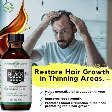 Mother Nature Organics Superfoods for Organic Living Usda Organic Black Seed Oil (8Oz) - Premium Cold-Pressed, Non-Gmo, Unrefined, Vegan Nigella Sativa Oil. Potent For Digestive Health, Immune Support, Brain Function, And Joint Mobility.