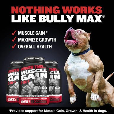 Bully Max 2-in-1 Muscle Builder Chewable Tablets for Puppies & Adult Dogs for All Breeds & Ages 60 Tabs