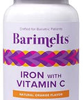 Barimelts Iron with Vitamin C 90 FastDissolving Tablets (1Month Supply) SugarFree Bariatric Iron Supplement for Women Natural Orange Flavor