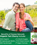 Zazzee Usda Organic Tart Cherry 10:1 Extract, 3000 Mg Strength, 120 Vegan Capsules, 4 Month Supply, Standardized, Concentrated 10