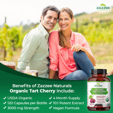 Zazzee Usda Organic Tart Cherry 10:1 Extract, 3000 Mg Strength, 120 Vegan Capsules, 4 Month Supply, Standardized, Concentrated 10