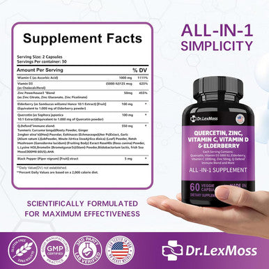 60 Count Quercetin 1000Mg Zinc 50Mg Vitamin C 1000Mg Vitamin D 5000Iu Immune System Support Supplement With Echinacea Ginger Bromelain Sea Moss Garlic Nettle Vegan Capsules For Men And Women,Usa