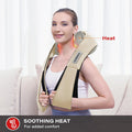 Neck Back Massager, Shiatsu Neck And Shoulder Massager With Heat, 3D Deep Tissue Kneading Massager Electric Massager For Shoulder, Back, Leg Muscle Pain Relief, Home & Office Use (Beige)