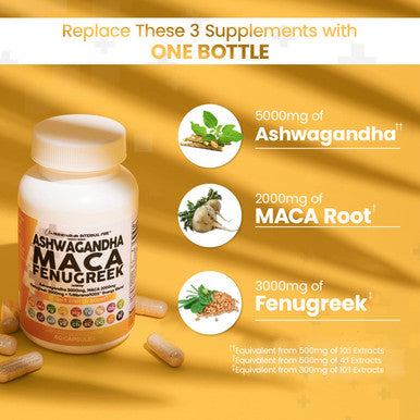Ashwagan, Maca Root, Fenugreek Supplement 60 Count
