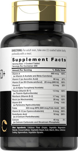 Carlyle Multivitamin For Men Over 50 Plus 200 Count With B Vitamins, Vitamin D, Magnesium & Zinc Gluten Supplement