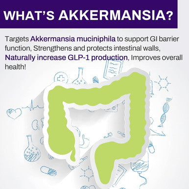 300 Billion Afu Akkermansia Probiotic, Glp-1 Supplement For Women & Men, Akkermansia Muciniphila For Glp-1 Production, Digestive, Gut, Immune Health, Enhances Gut Digestive Lining Function, 60 Count