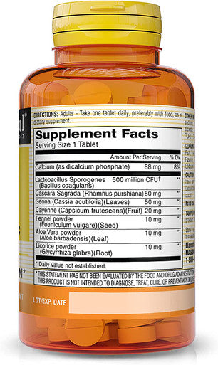 Mason Natural Advanced Colon Cleanser with Probiotic, Calcium, Cascara Sagrada and Aloe Vera - Improved Digestive Health, Healthy Bowel Function & Detoxification, 90 Tablets (Pack of 3)