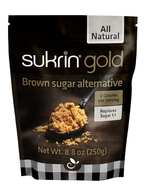 SUKRIN GOLD 100% Natural Sugar Brown Sugar Substitute with Erythritol & Stevia Brown Sugar Zero Calorie Sweetener Granulated Gluten NonGMO Kosher Blood Sugar Vegan Keto Friendly