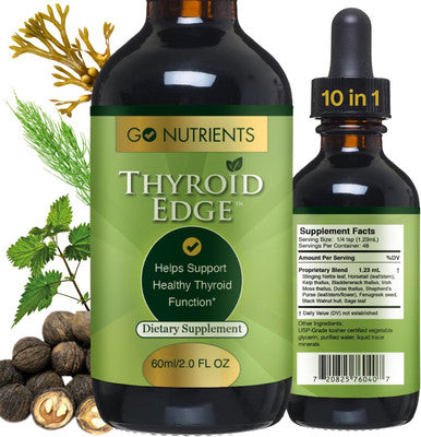 Go Nutrients Thyroid Edge - Thyroid Support For Women And Men - Comprehensive Natural Thyroid Supplement Rich In Iodine - Fast-Absorbing 2 Oz Liquid Drops For Improved Energy & Enhanced Wellness