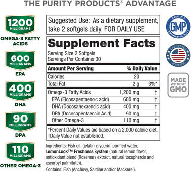 BUNDLE Mens Perfect Multi UltraPure Omega3 Fish Oil by Purity Products Mens Multi Supports Healthy Testosterone Energy More Omega3 Supports Heart Cardio Function More 30 Day Supply