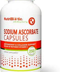 NutriBiotic Sodium Ascorbate Buffered Vitamin C Capsules Vegan NonAcidic and Easier on Digestion Than Ascorbic Acid Essential Immune Support and Antioxidant Supplement Gluten and GMO 250 Ct