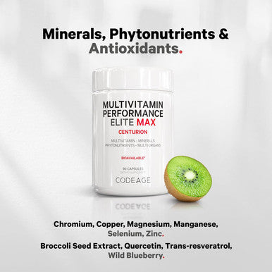 Codeage Multivitamin Performance Elite Max Supplement - Vitamins A, B6, B12, C, D, E, Vitamin K (Mk-4, Mk-6, Mk-7, Mk-9), Essential Minerals, Botanical & Grass-Fed Organ Extracts, Lutein - 90 Capsules