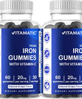 Vitamatic Iron Gummies Supplement For Women & Men - 20Mg Serving - 60 Vegan Gummies - Great Tasting Iron Gummy Vitamins With Vitamin C (60 Count (Pack Of 2))