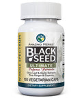 Amazing Herbs Whole Spectrum Black Seed Ultimate, Vegetarian Capsules - Olive Leaf & Garlic Extracts Plus Ginger & Cayenne, Gluten Free, Non Gmo, Vegan - 100 Count