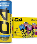 C4 Performance Energy Drink Cosmic Rainbow, Zero Sugar Carbonated Preworkout Energy, 200mg Caffeine with Beta Alanine, 16 Fl Oz (12 Pack), Packaging May Vary