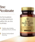 Solgar Zinc Picolinate 22 Mg 100 Tablets - Promotes Healthy Skin - Supports Immune System Normal Taste & Vision - Antioxidant Non-Gmo Vegan Gluten Free Kosher 100 Servings