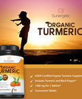 Sunergetic USDA Certified Organic Turmeric Supplement ÃƒÂ¢Ã¢â€šÂ¬Ã¢â‚¬Å“ Includes Organic Turmeric & Organic Black Pepper ÃƒÂ¢Ã¢â€šÂ¬Ã¢â‚¬Å“ 1,400mg of Turmeric per Serving - 180 Count