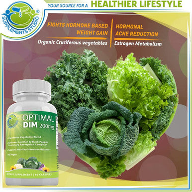 Optimal DIM Diindolylmethane Plus Supplement for Hormonal and Estrogen Balance Bundle Up with Vegan Multivitamin Plus for Men Women with Iron and Liposomal Vitamin C 1500mg for Overall Support