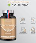 Laboratoires Nutrimea Glutathione - Reduced to 98% - Formula with Precursors Including NAC + Vitamin C - Boosts Immunity Antioxidant Anti-ageing Brighter Skin - 90 Vegan Capsules - Nutrimea - Made in France