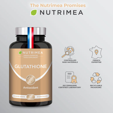 Laboratoires Nutrimea Glutathione - Reduced to 98% - Formula with Precursors Including NAC + Vitamin C - Boosts Immunity Antioxidant Anti-ageing Brighter Skin - 90 Vegan Capsules - Nutrimea - Made in France